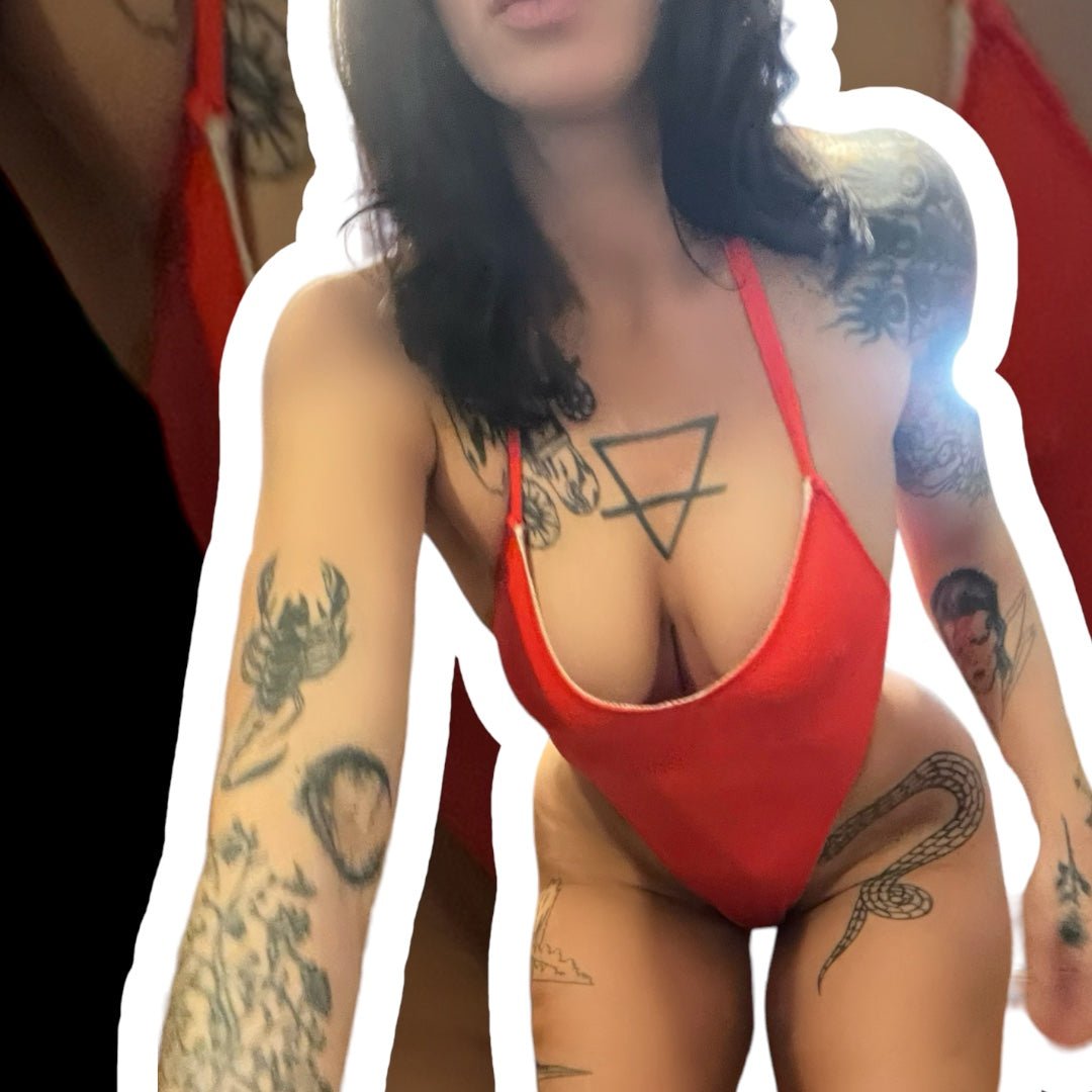 Poppy Red Retro High Thigh Halter Tie Monokini with White Lace Trim - GrlFriday Shop