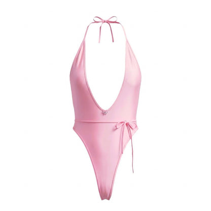 Baby Pink Deep-V Thong One-Piece - GrlFriday Shop