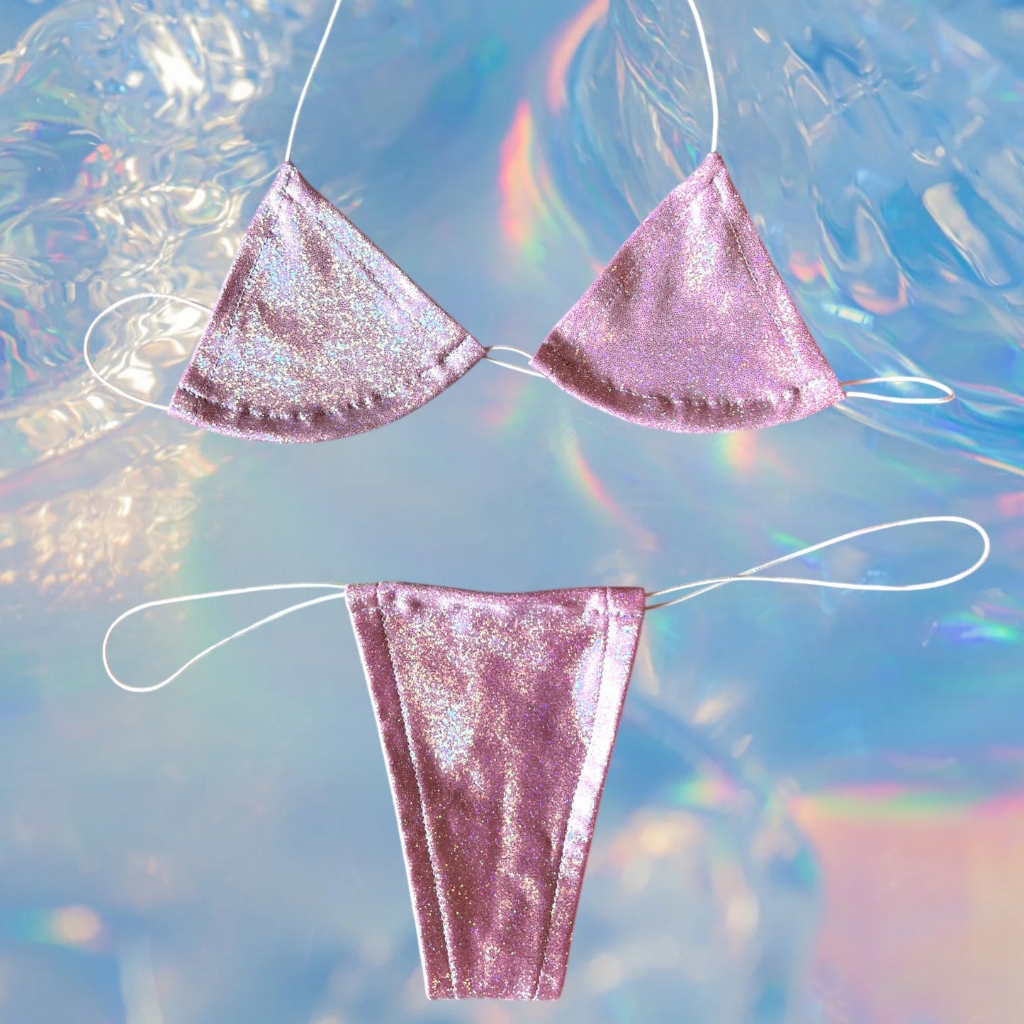Baby Pink Holographic Microkini Set - GrlFriday Shop