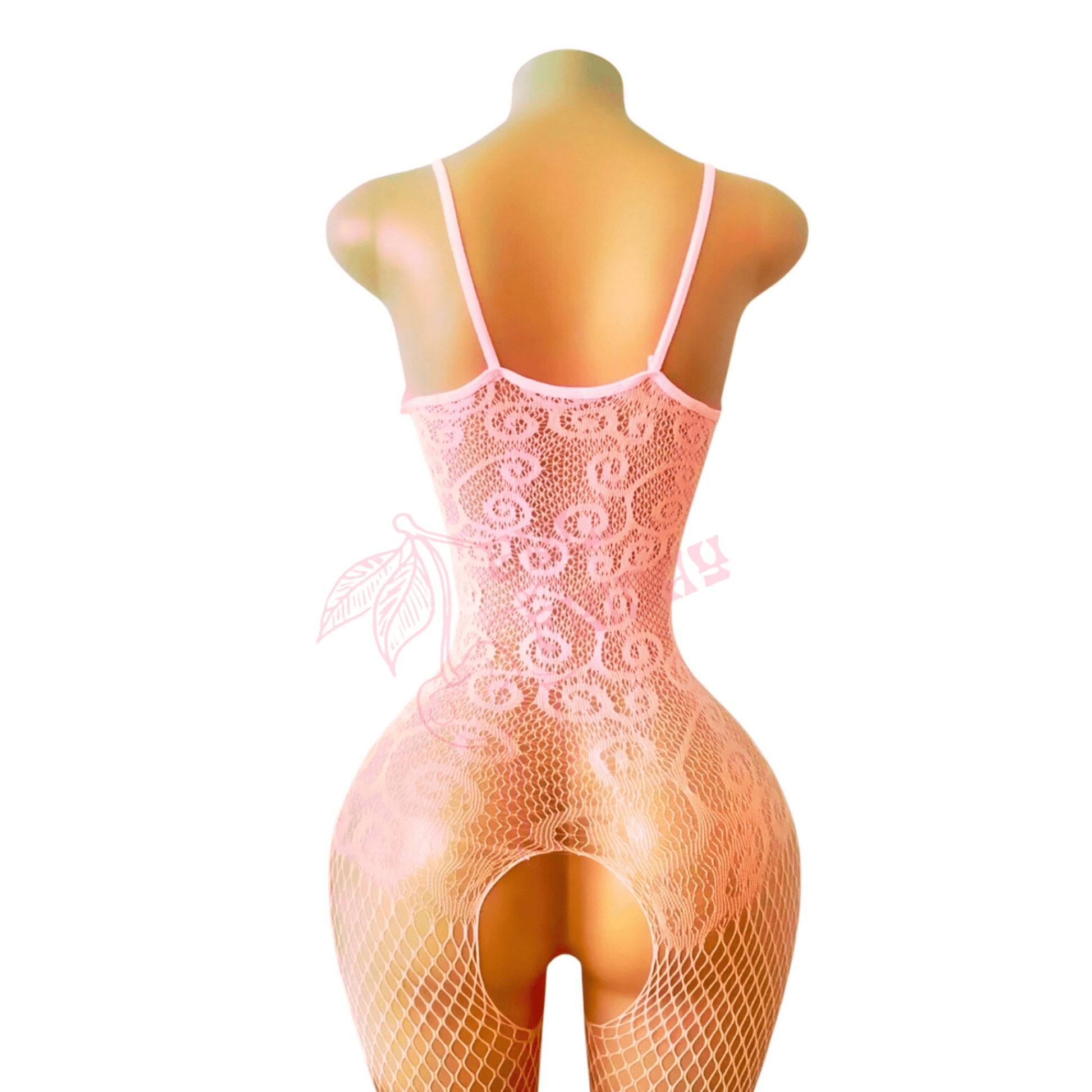 Ballet Pink Bodystocking with Bow + Lace trim - GrlFriday Shop