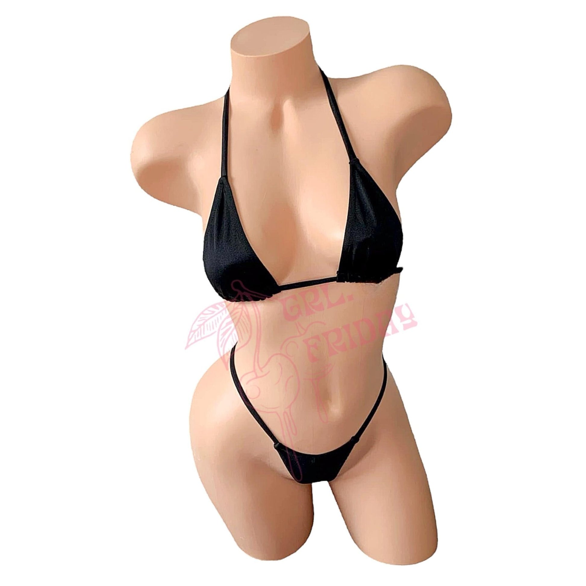 Black G String Thong Mini Tri - Kini Set - GrlFriday Shop