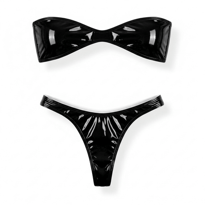 Black Latex Faux Leather Nanokini Microkini - GrlFriday Shop