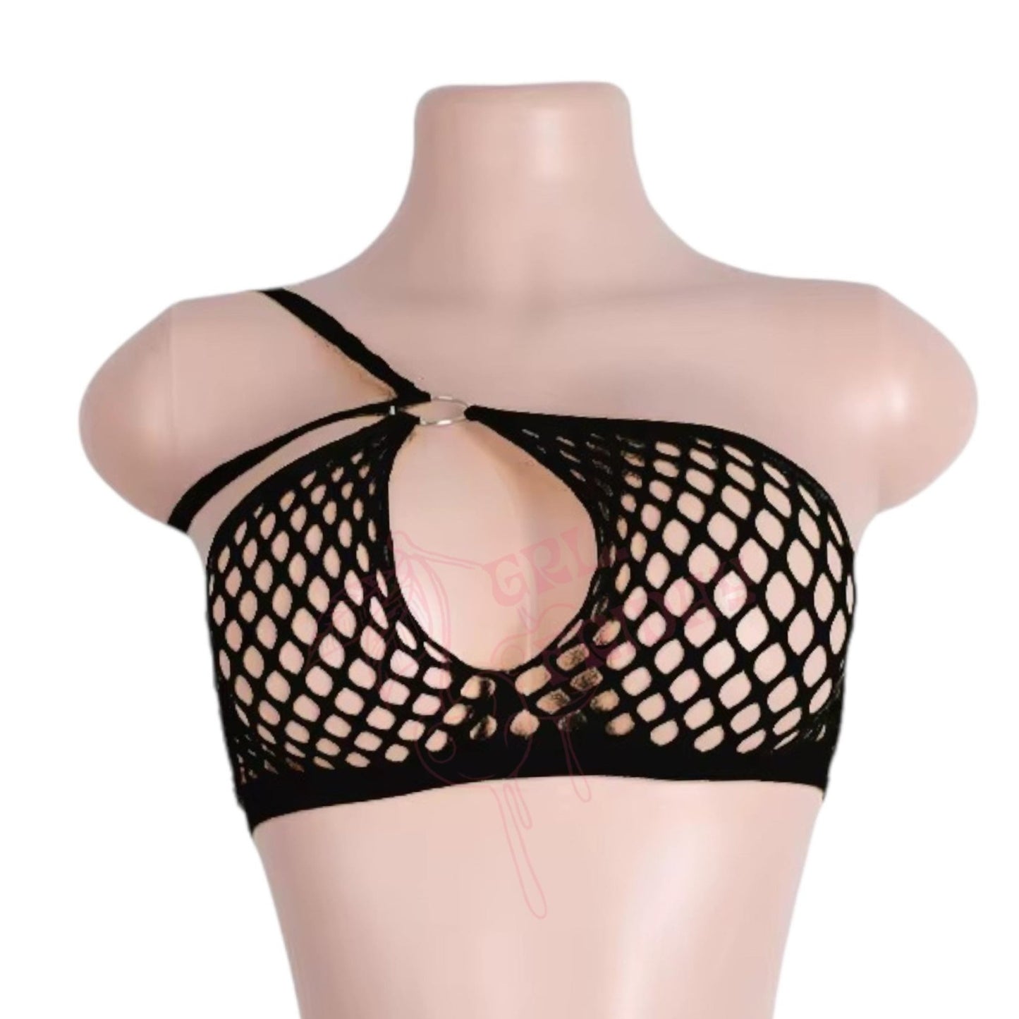 BLACK Mesh Halter Bikini Set with O - Rings - GrlFriday Shop