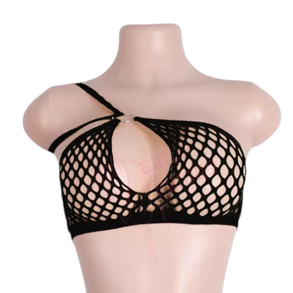 BLACK Mesh Halter Bikini Set with O - Rings - GrlFriday Shop