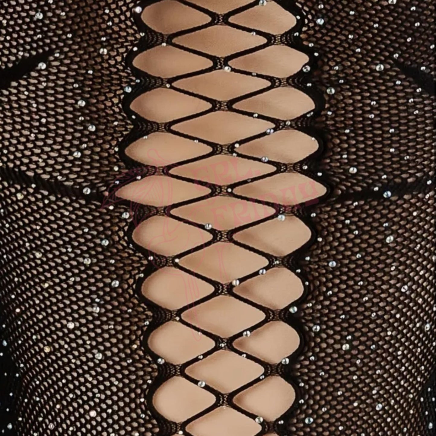 Black WIDOW Rhinestoned Bling Spider Fishnet Mesh Teddy - GrlFriday Shop