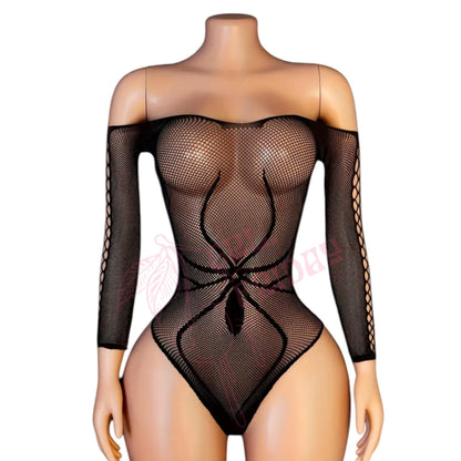 Black Widow Spider Fishnet Stripper Bodysuit - GrlFriday Shop