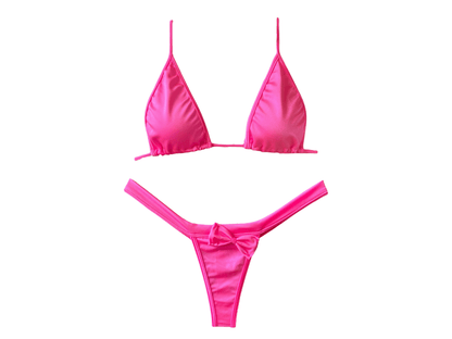 Bubblegum Pink Mini Tri - Kini with Bow Thong - GrlFriday Shop