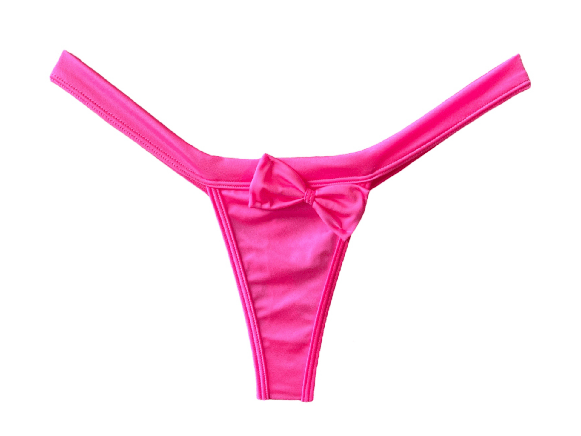 Bubblegum Pink Mini Tri - Kini with Bow Thong - GrlFriday Shop