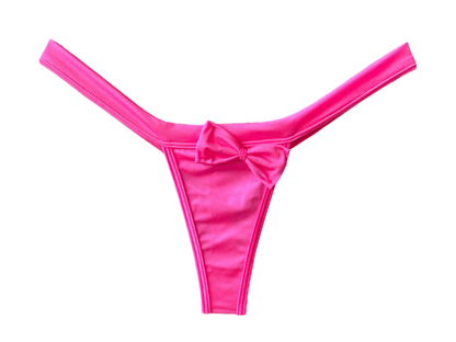 Bubblegum Pink Mini Tri - Kini with Bow Thong - GrlFriday Shop