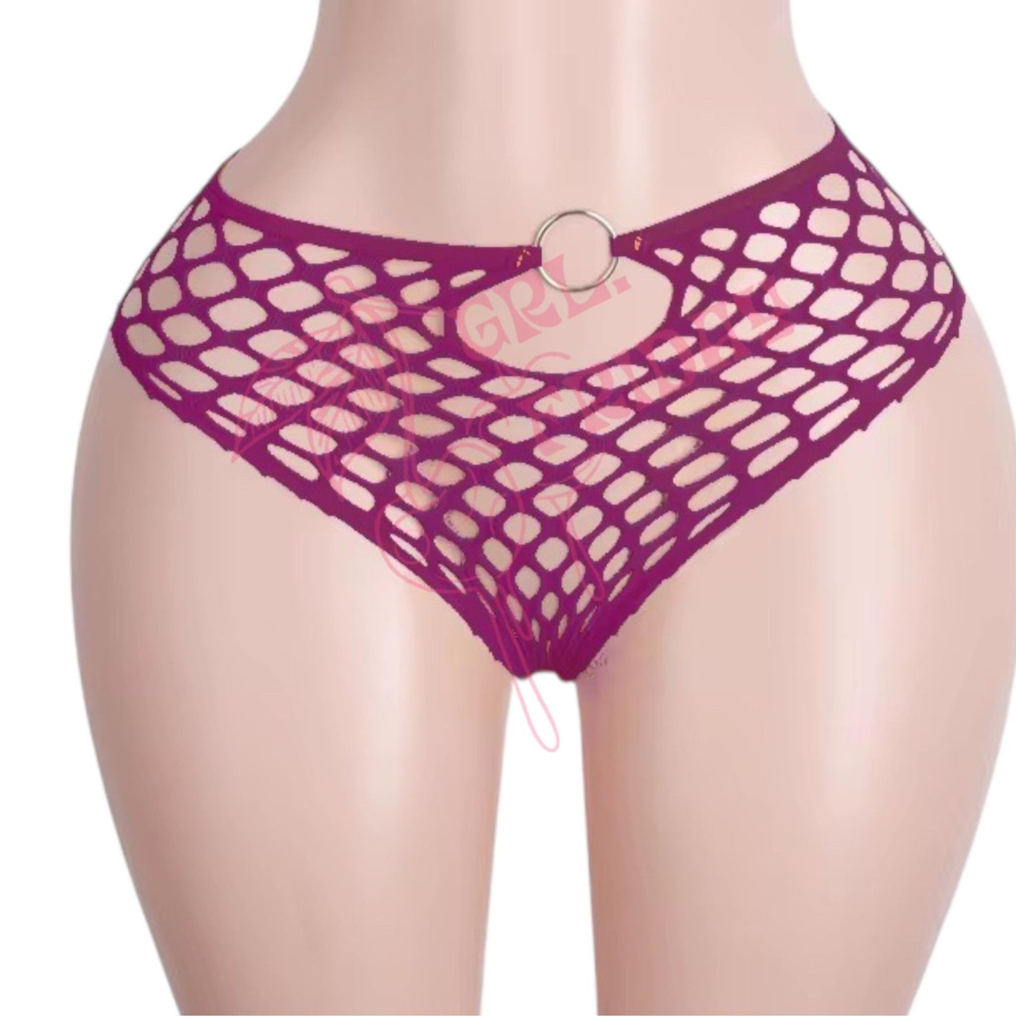 Burgundy Red Mesh Halter Bikini Set with O - Rings - GrlFriday Shop