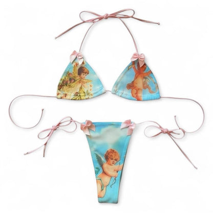 Cherub Angel Micro Mini Bikini with Pink Elastic Ties - GrlFriday Shop