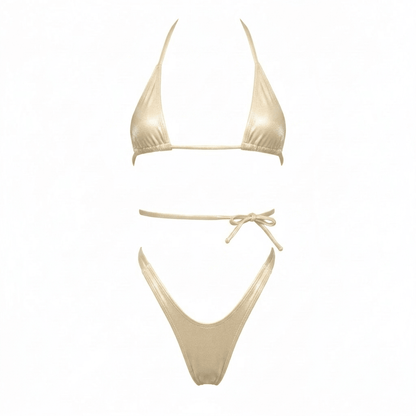 Coffee Nude Retro High Cut Thong Tri - Kini Set - String Bikini - GrlFriday Shop