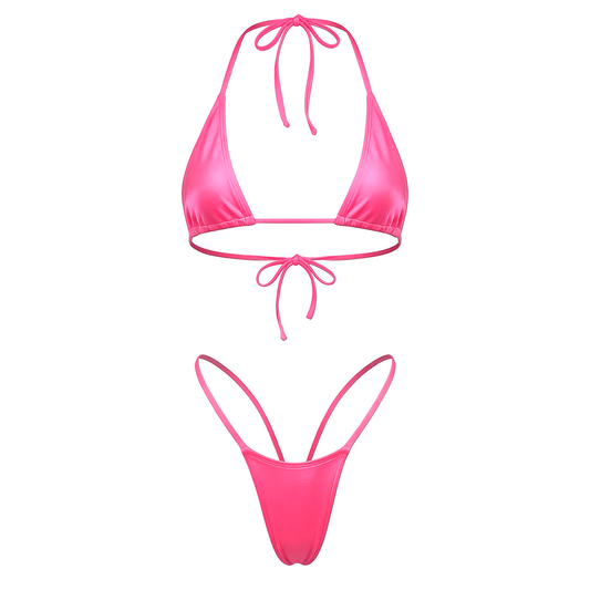 Coral Pink G String Thong Mini Tri - Kini Set - GrlFriday Shop