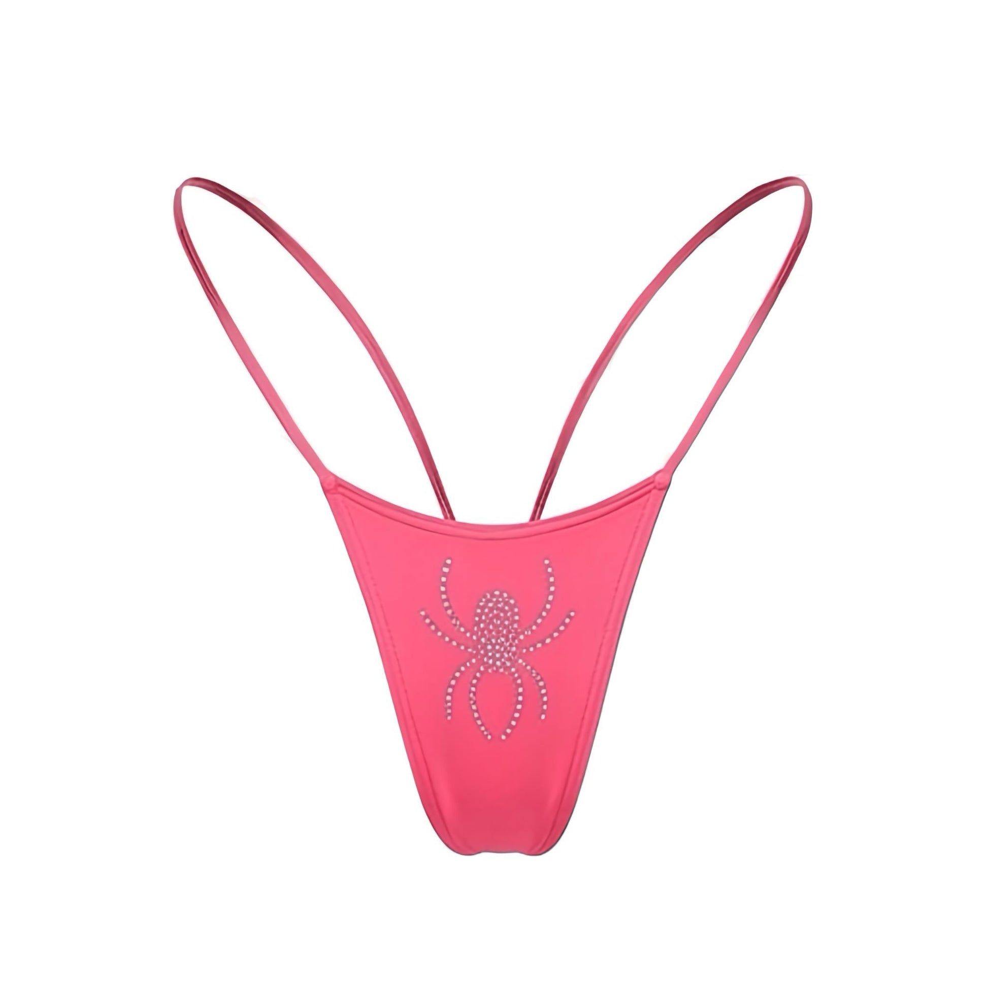 Coral Rhinestoned Spider G String Thong Mini Tri - Kini Set - GrlFriday Shop