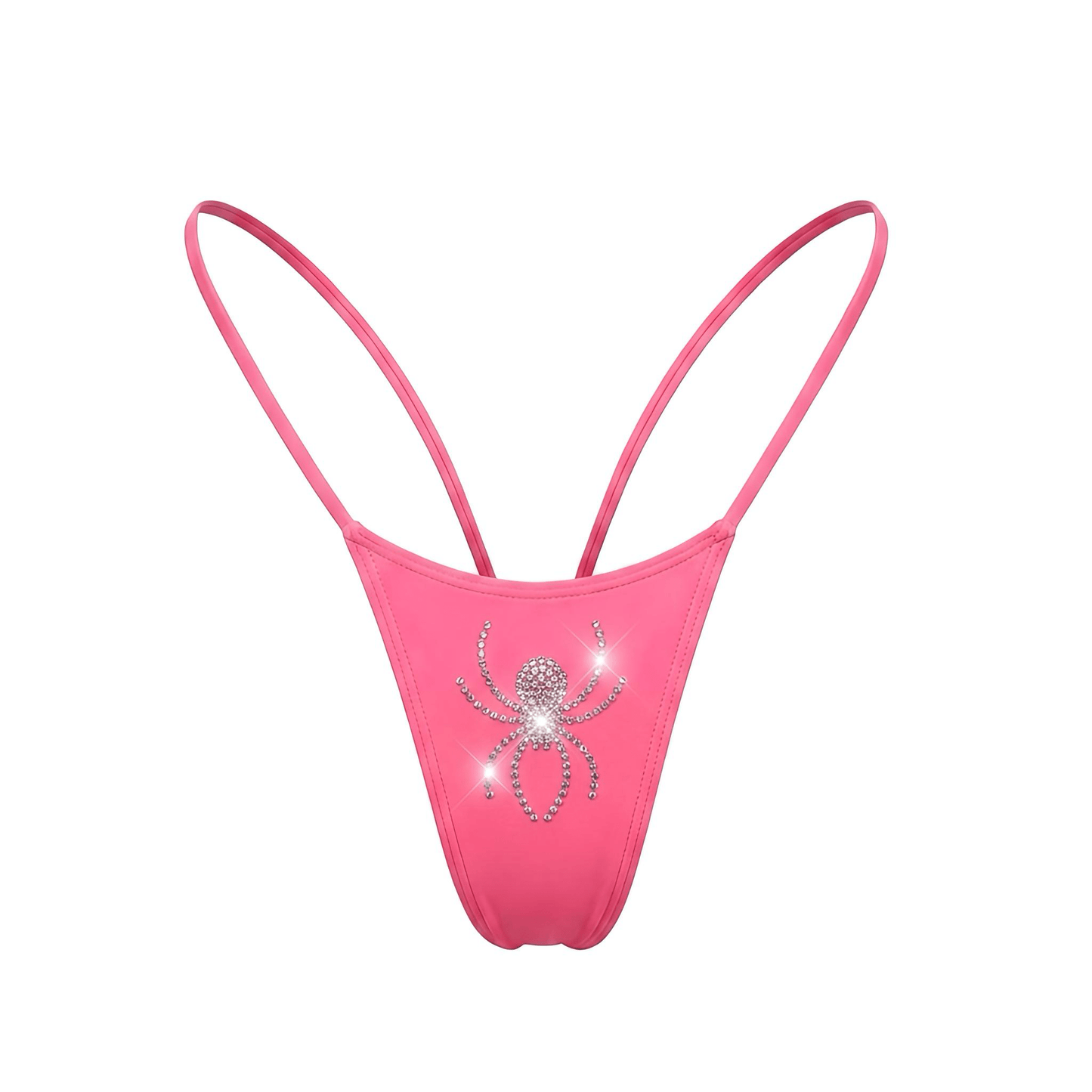 Coral Rhinestoned Spider G String Thong Mini Tri - Kini Set - GrlFriday Shop