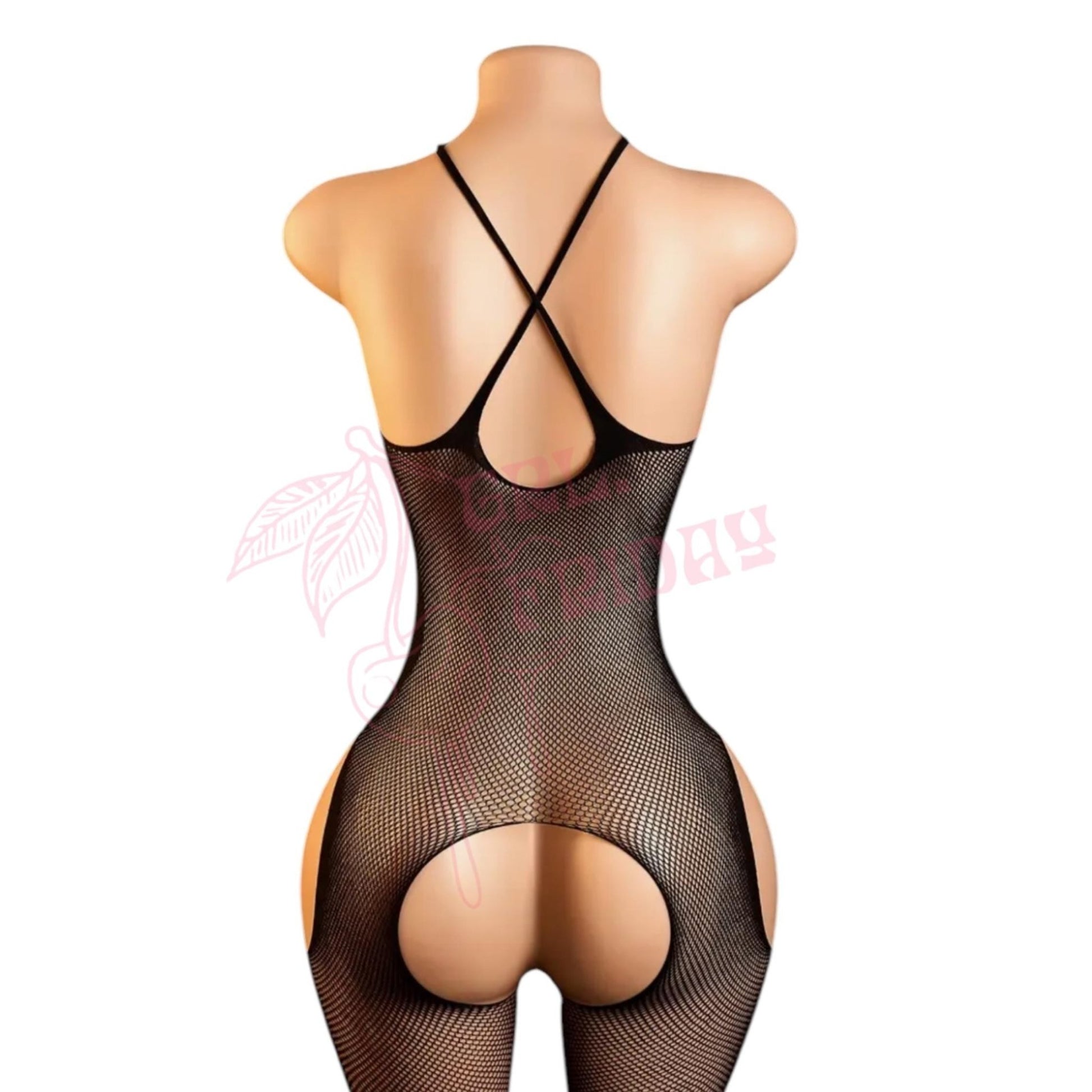 a BBL mannequin wearing a micro mesh disney bodystocking made for exotic dancers. this image is showing the outfit from the back 