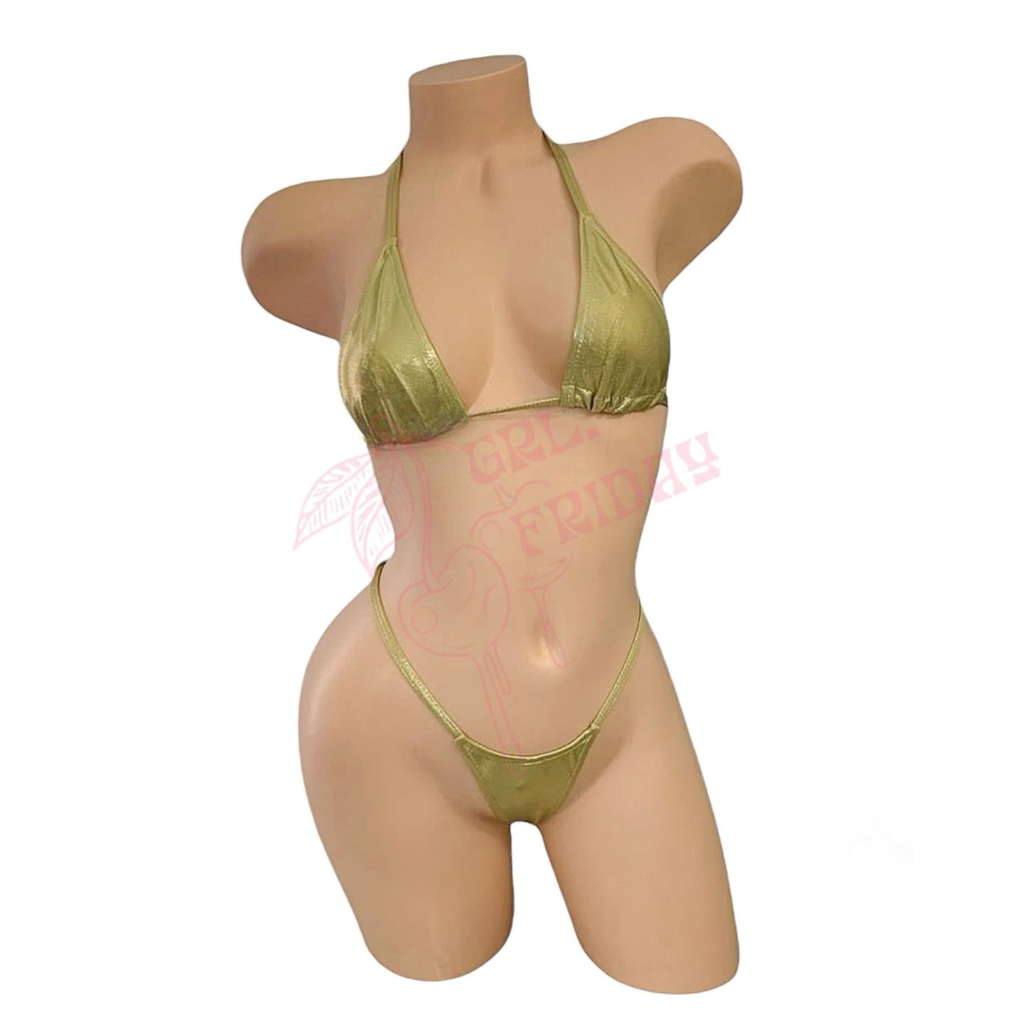 Gold G String Thong Mini Tri - Kini Set - GrlFriday Shop