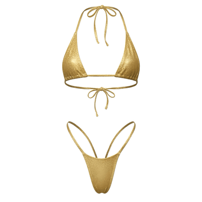 Gold G String Thong Mini Tri - Kini Set - GrlFriday Shop