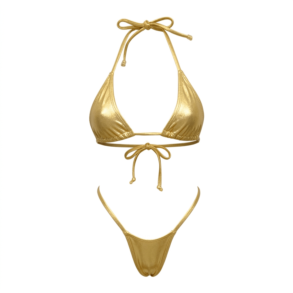Gold G String Thong Mini Tri - Kini Set - GrlFriday Shop