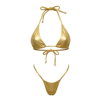 Gold G String Thong Mini Tri - Kini Set - GrlFriday Shop