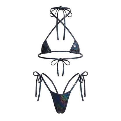 GrlFriday Shop EXCLUSIVE Black Holographic Extreme Micro Bikini Set - GrlFriday Shop