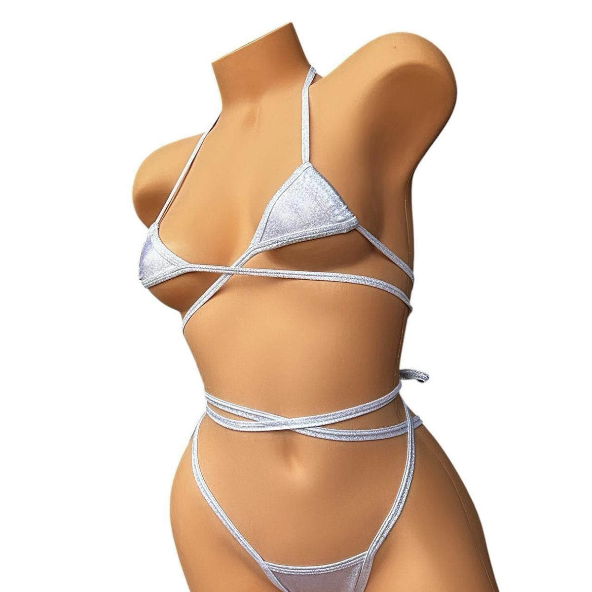 GrlFriday Shop EXCLUSIVE White Holographic Extreme Micro Bikini Set - GrlFriday Shop