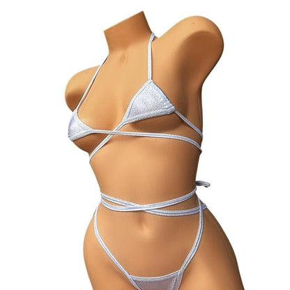 GrlFriday Shop EXCLUSIVE White Holographic Extreme Micro Bikini Set - GrlFriday Shop