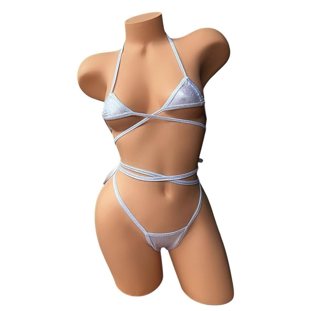 GrlFriday Shop EXCLUSIVE White Holographic Extreme Micro Bikini Set - GrlFriday Shop