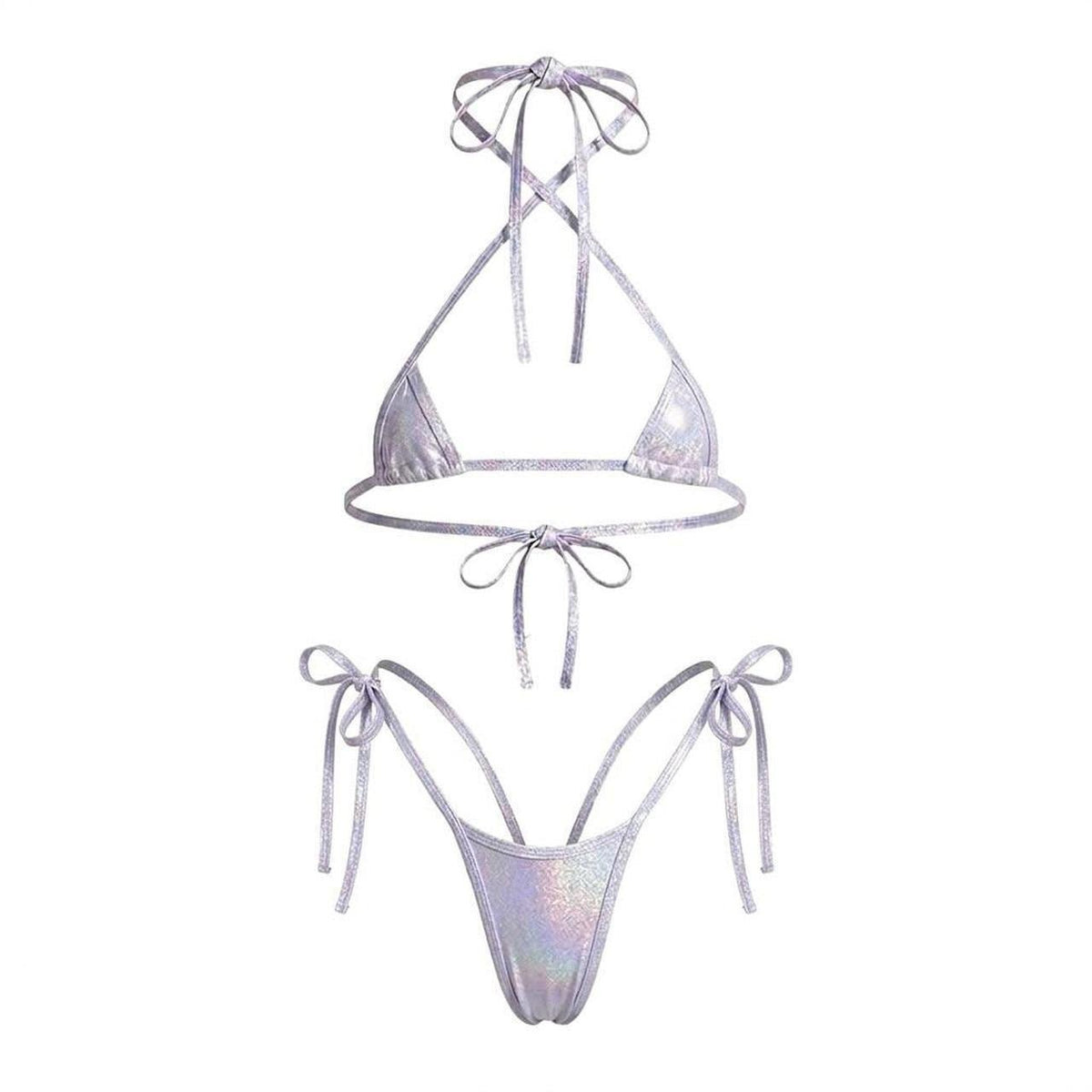 GrlFriday Shop EXCLUSIVE White Holographic Extreme Micro Bikini Set - GrlFriday Shop