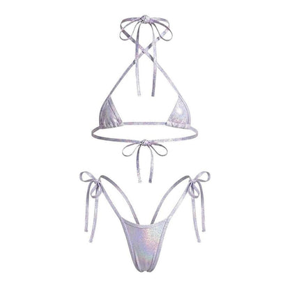 GrlFriday Shop EXCLUSIVE White Holographic Extreme Micro Bikini Set - GrlFriday Shop