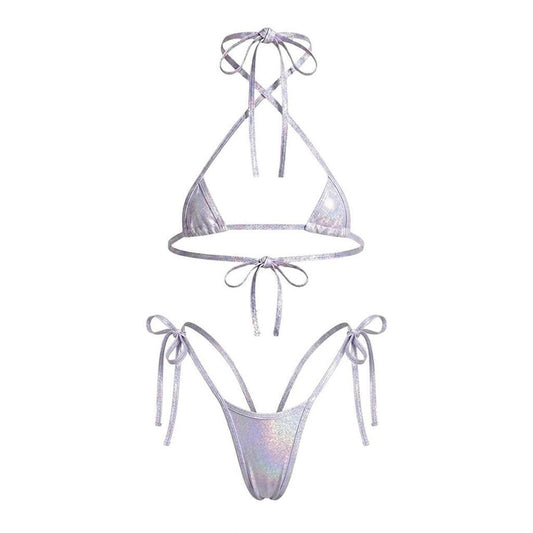 GrlFriday Shop EXCLUSIVE White Holographic Extreme Micro Bikini Set - GrlFriday Shop