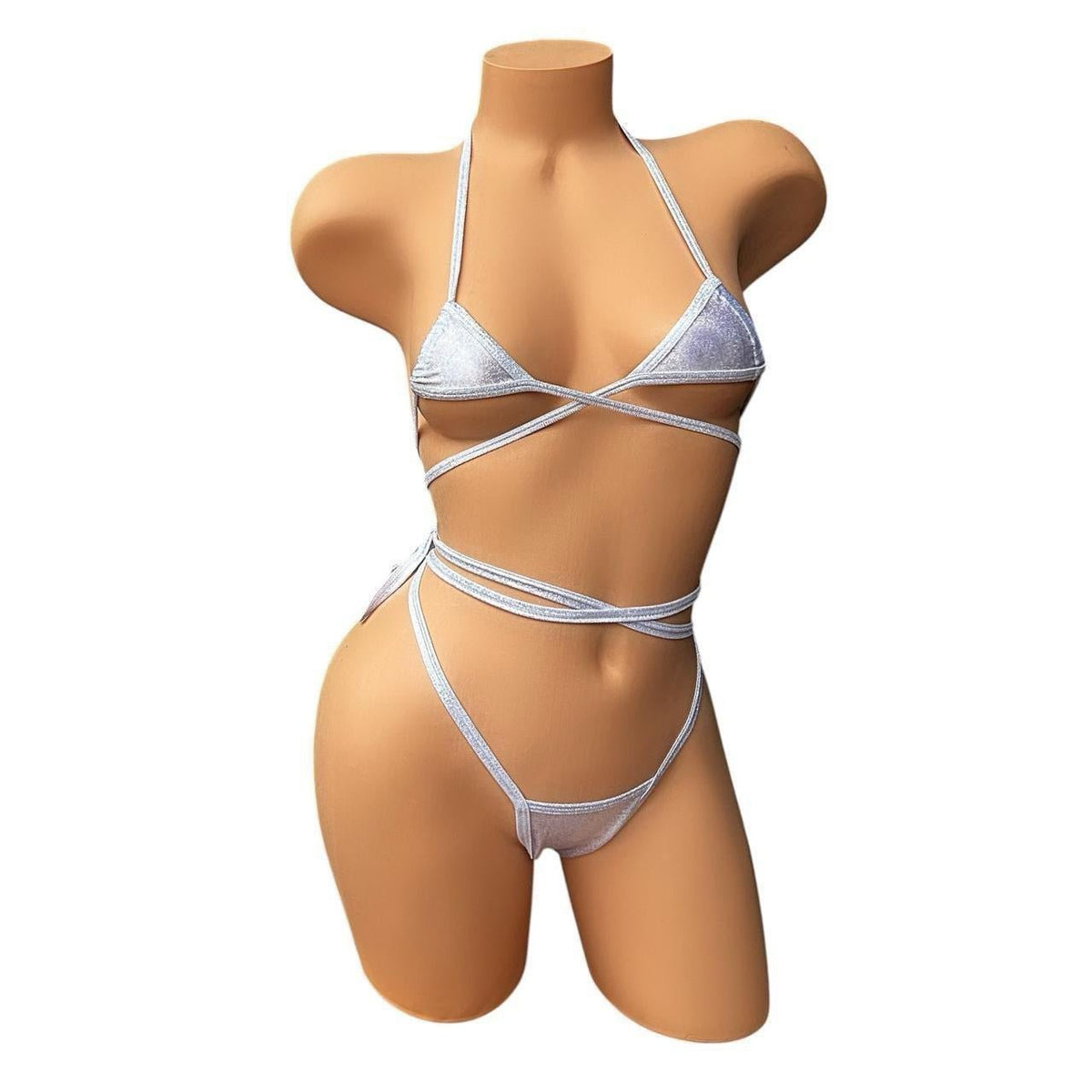 GrlFriday Shop EXCLUSIVE White Holographic Extreme Micro Bikini Set - GrlFriday Shop