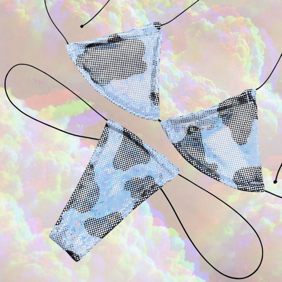 Holographic Cow Print Microkini Set - GrlFriday Shop