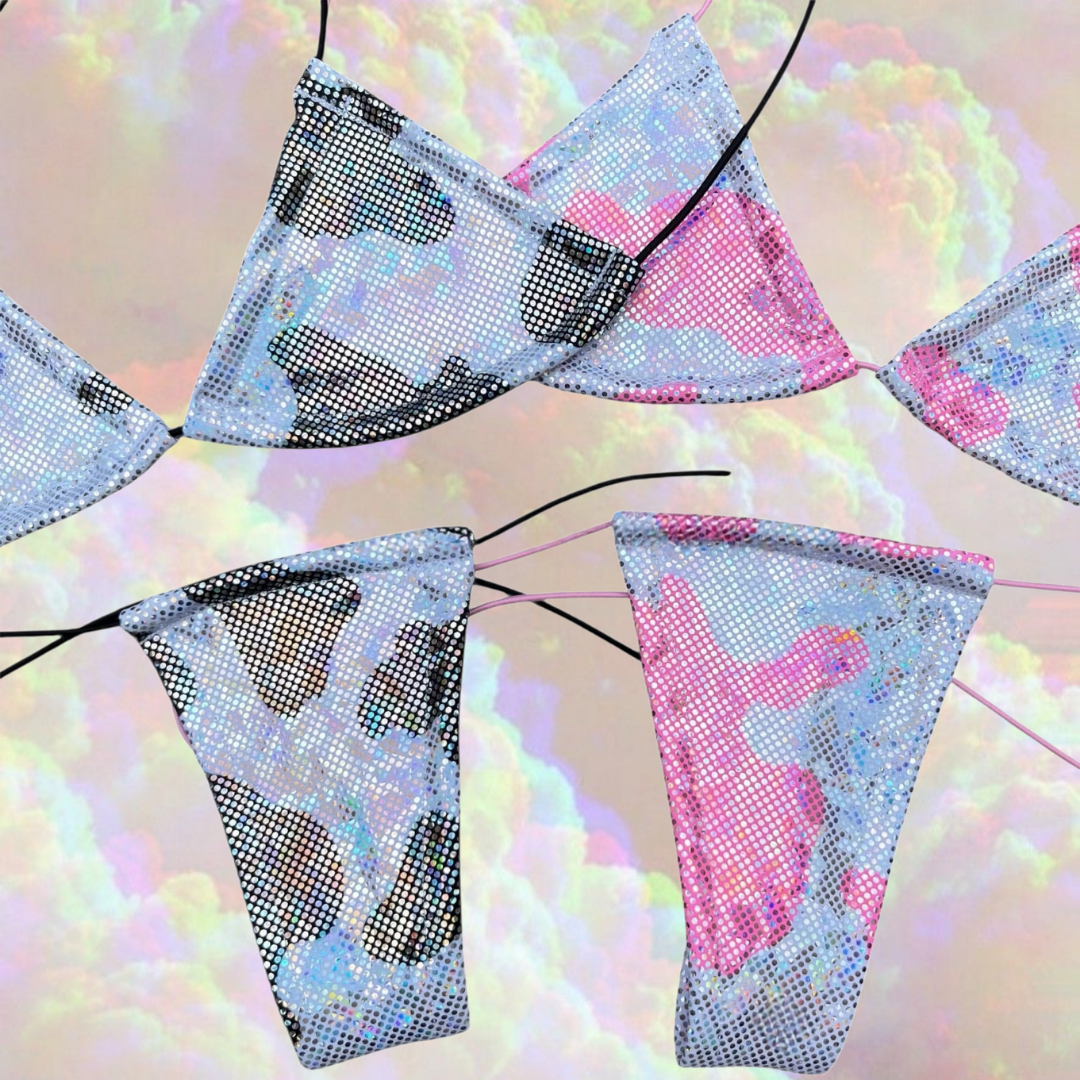 Holographic Cow Print Microkini Set - GrlFriday Shop