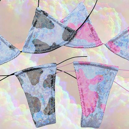 Holographic Cow Print Microkini Set - GrlFriday Shop