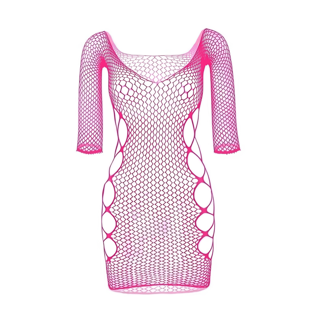 Hot Pink Fishnet Stripper Mini Dress - GrlFriday Shop