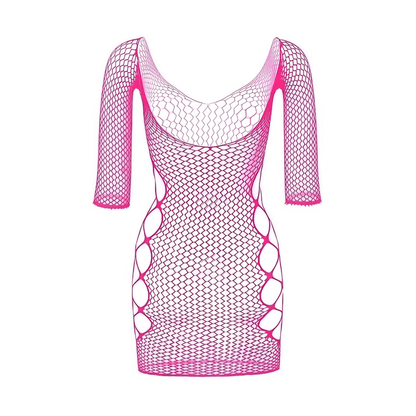 Hot Pink Fishnet Stripper Mini Dress - GrlFriday Shop