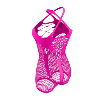 Hot Pink Mesh Shorts Romper - GrlFriday Shop