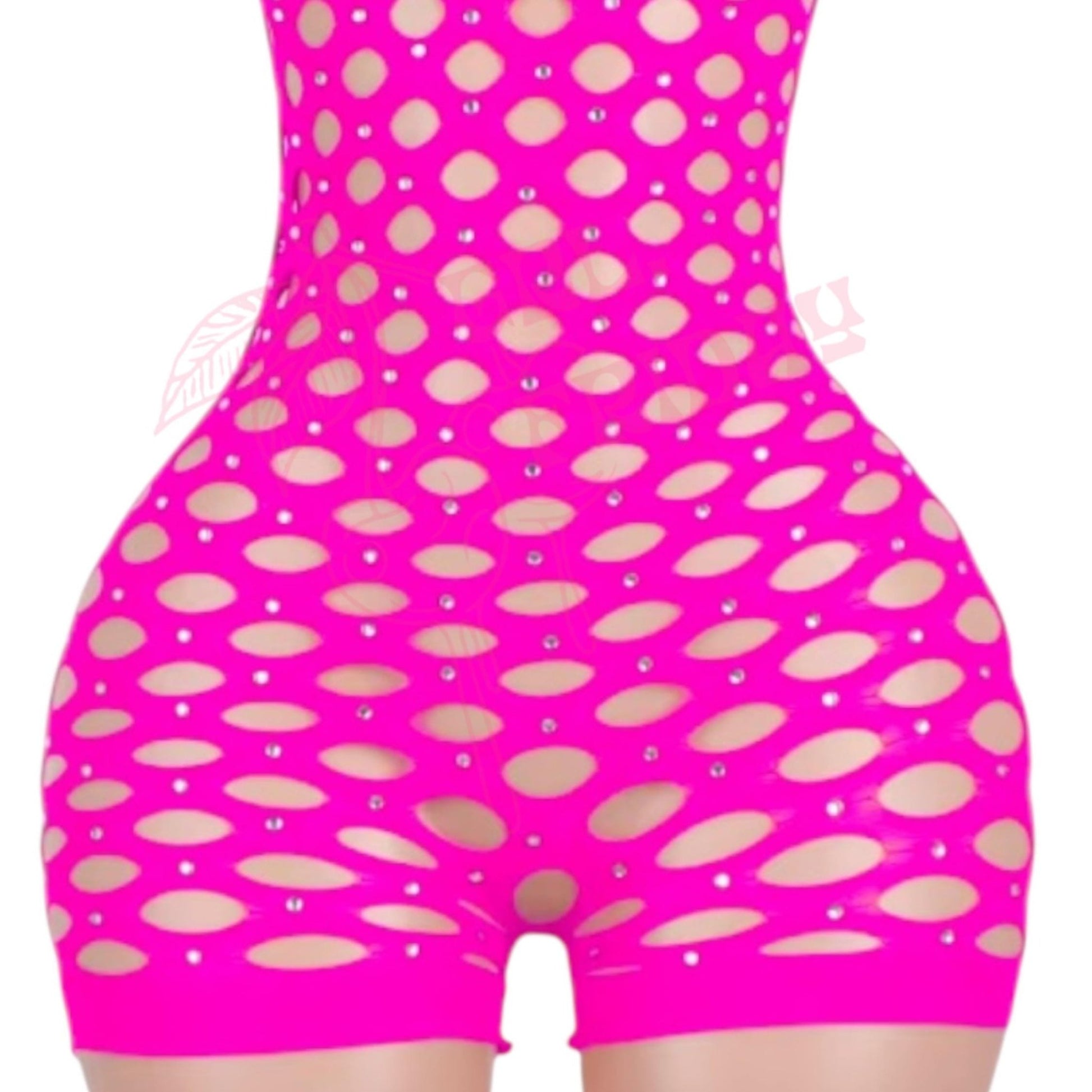 Hot Pink Rhinestone Fishnet Romper - GrlFriday Shop