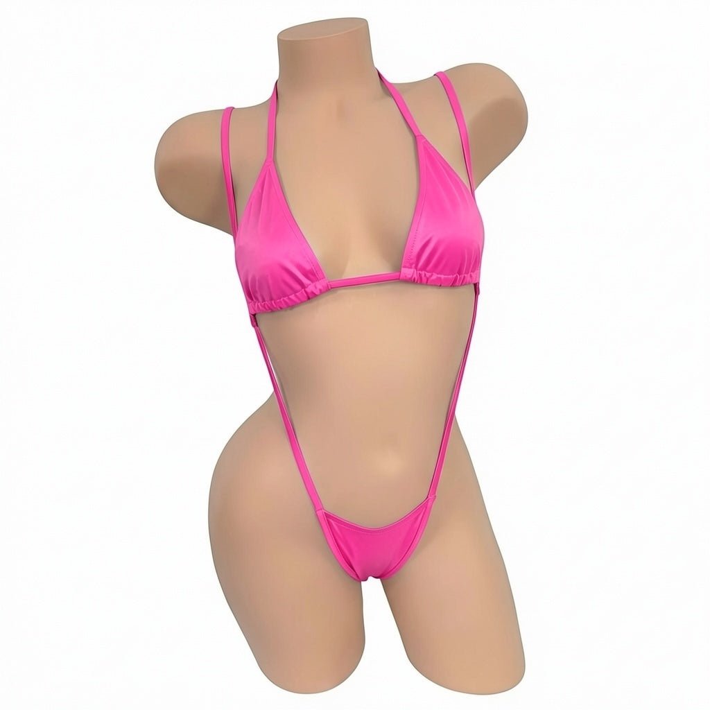 Hot Pink Tri - Kini Slingshot Thong Set - Microkini - GrlFriday Shop