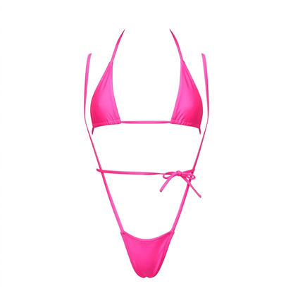 Hot Pink Tri - Kini Slingshot Thong Set - Microkini - GrlFriday Shop