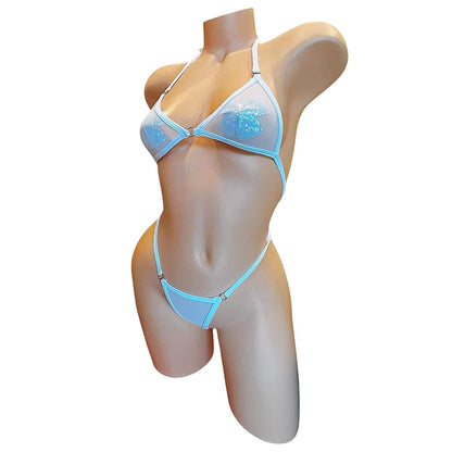 Icy White G String Mesh Thong Bikini set - Microkini - EXOTIC DANCEWEAR - GrlFriday Shop