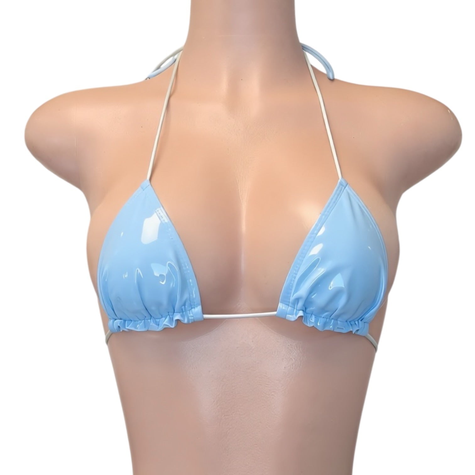 Latex Wet Look Vinyl Microkini Set - Baby Blue - GrlFriday Shop