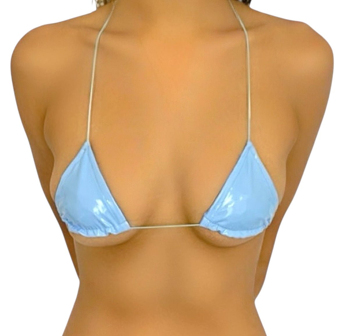 Latex Wet Look Vinyl Microkini Set - Baby Blue - GrlFriday Shop