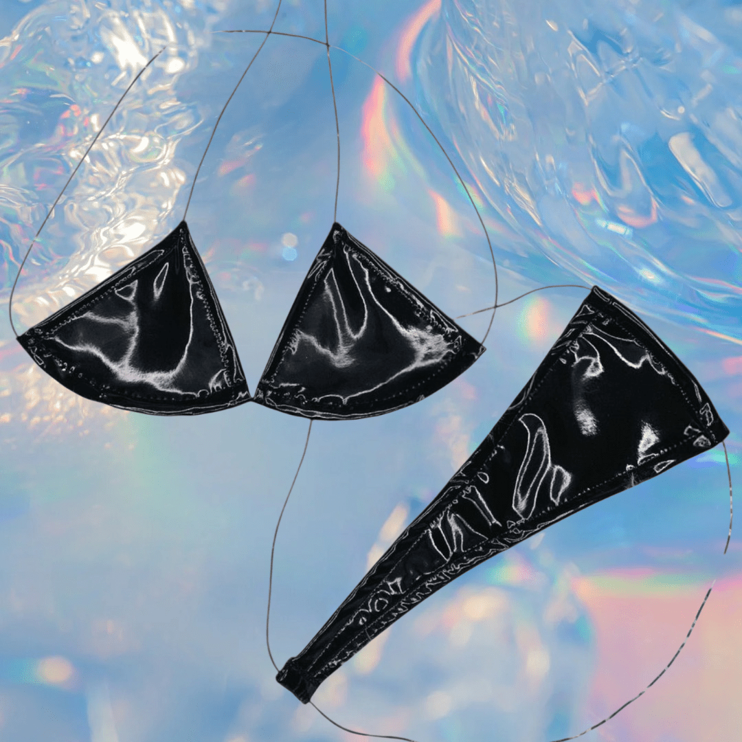 Latex Wet Look Vinyl Microkini Set - Black - GrlFriday Shop