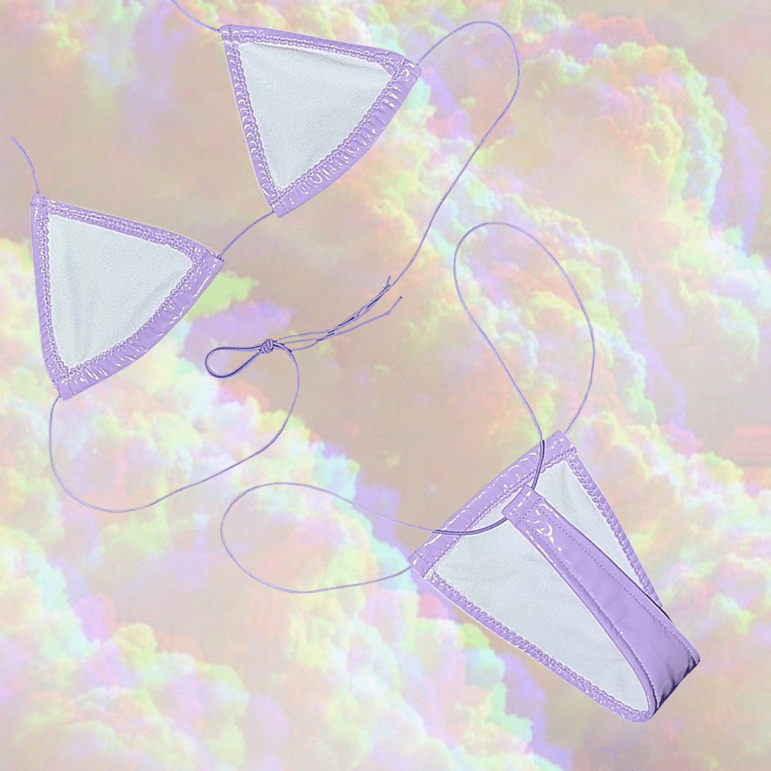 Latex Wet Look Vinyl Microkini Set - Lavender - GrlFriday Shop