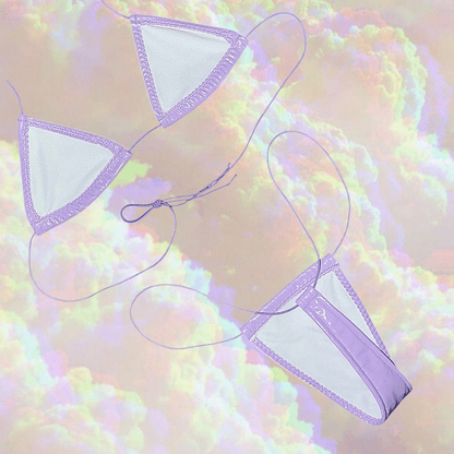 Latex Wet Look Vinyl Microkini Set - Lavender - GrlFriday Shop