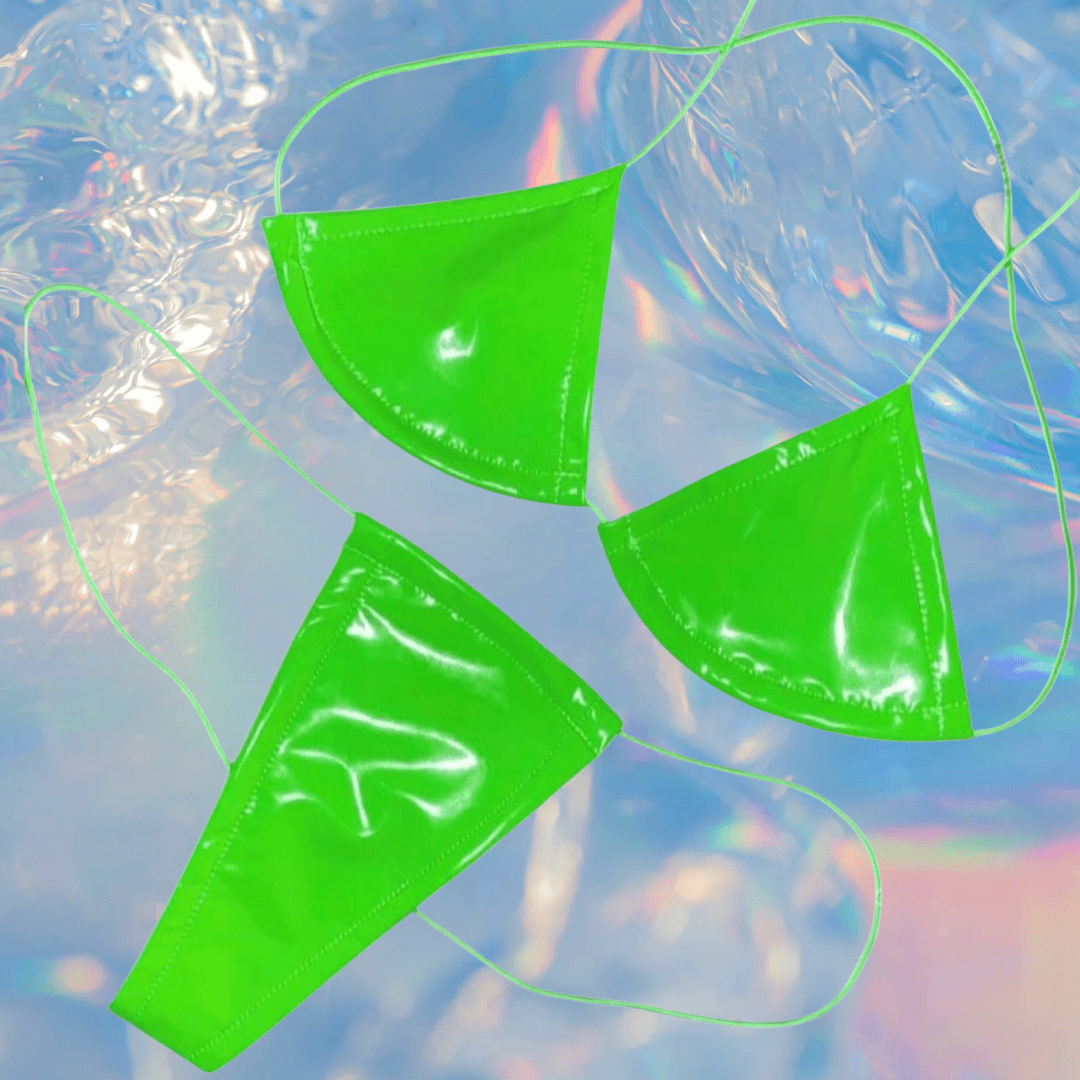 Latex Wet Look Vinyl Microkini Set - Lime Green - GrlFriday Shop