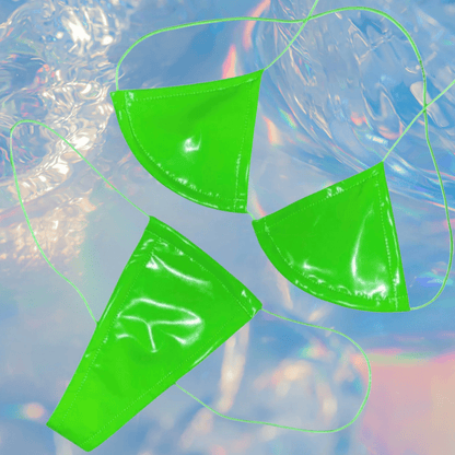 Latex Wet Look Vinyl Microkini Set - Lime Green - GrlFriday Shop