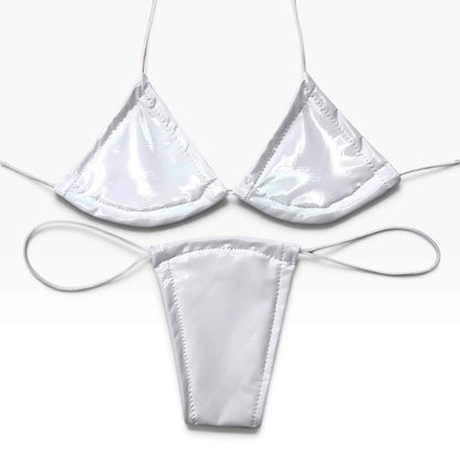 Latex Wet Look Vinyl Microkini Set - White - GrlFriday Shop